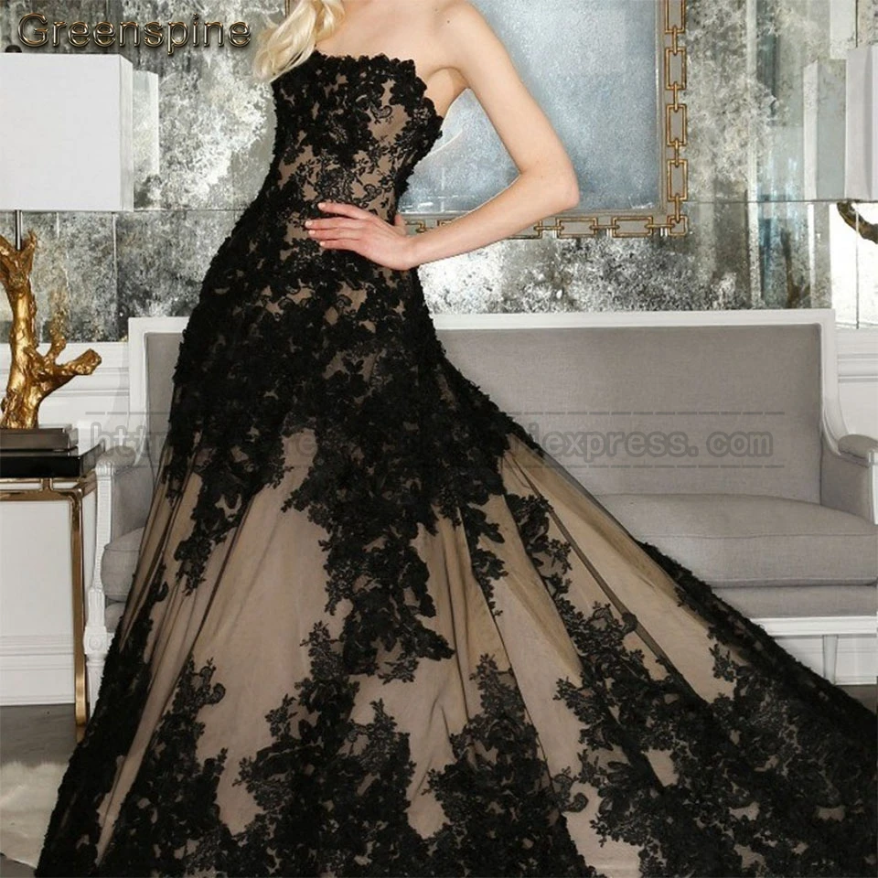 Готическое черное свадебное платье трапециевидной формы элегантное невесты без