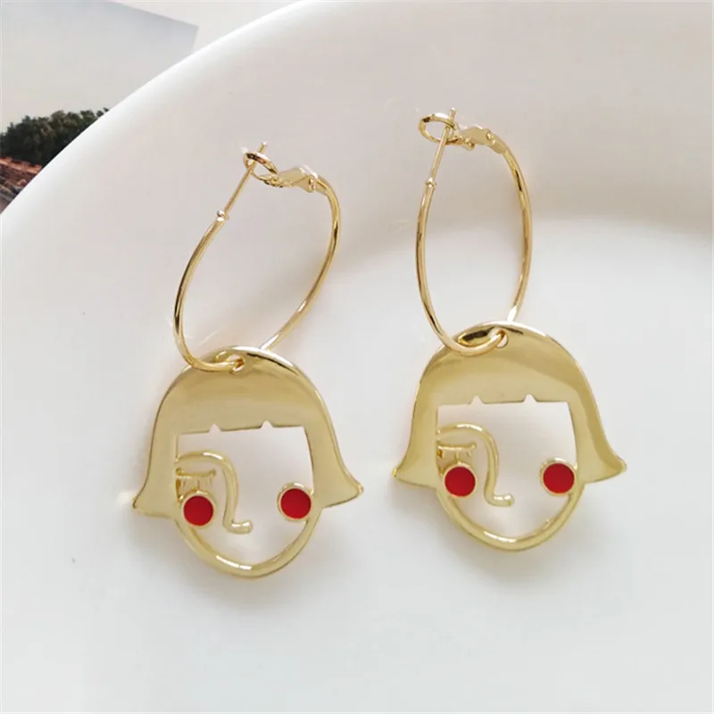 Ear ring Серьги-гвоздики с фигурками, модные, темпераментные, металлические, румяна, милые, для девушек, серьги для женщин, серьги-гвоздики для женщин, ювелирные изделия - Окраска металла: Ear ring