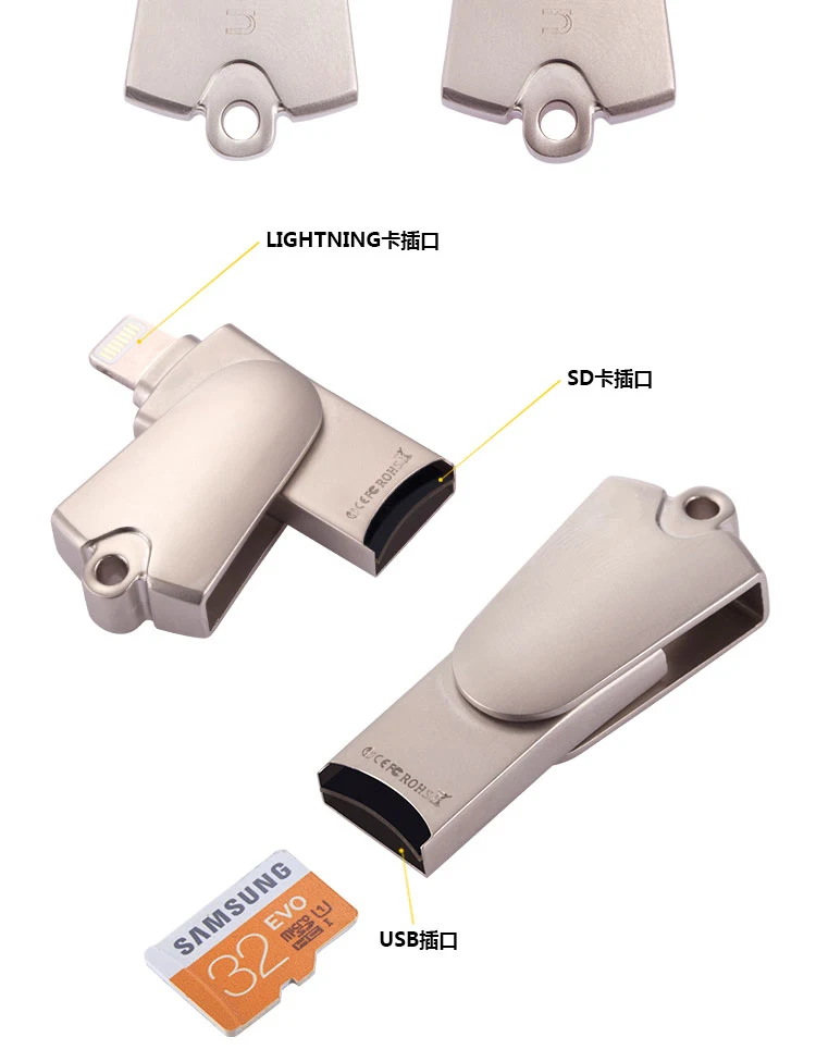 Металлический USB 2,0 все в 1 мульти SD TF кард-ридер для iPhone iPad Mac