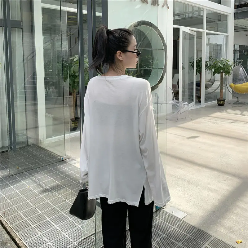 XITAO Letter Print Black White T Shirt Women Clothes 2019 Casual Match All Sunscreen Thin Tee Top Autumn Fashion New WQR1206 | Женская