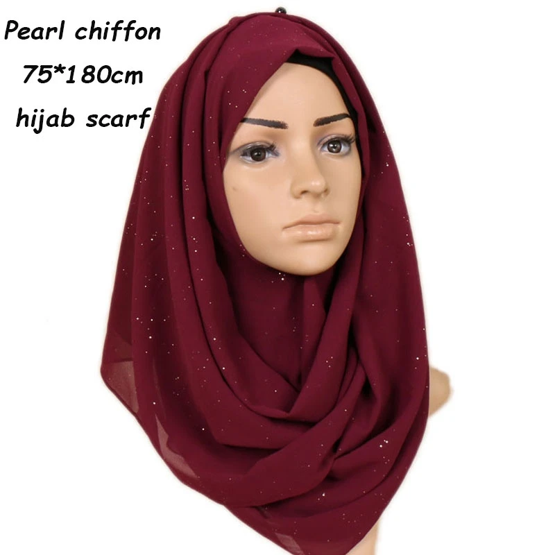 Качественная длинная шифоновая шаль для женщин однотонная исламских