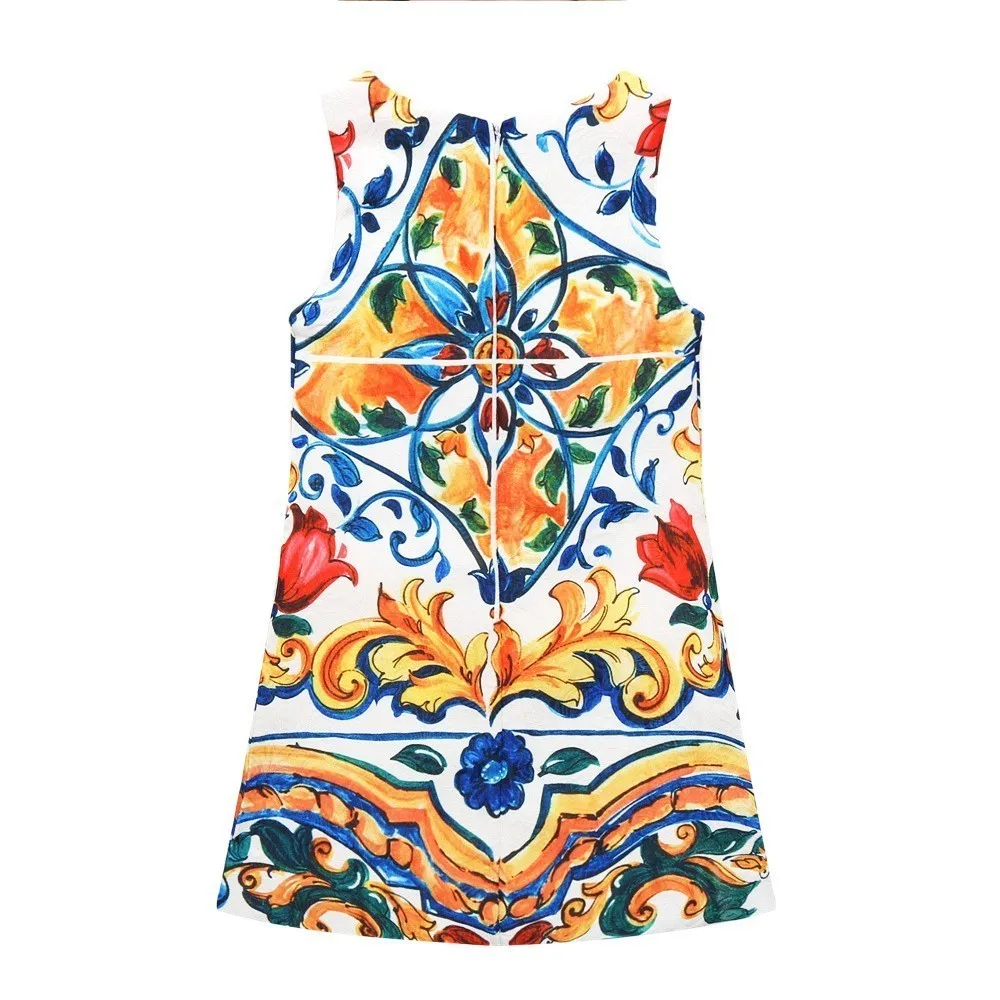 LEQEMAO Summer Girl Kids Dress Sleeveless Children's Clothing Dresses Baby Casual Style Digital Print Colored Vest | Детская одежда