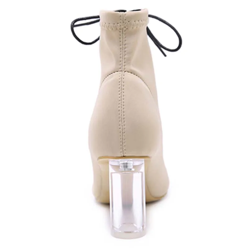 Женские ботинки из ПВХ на каблуке 8 см Модные женские ботильоны платформе и