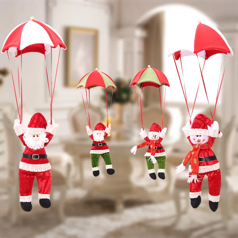 Christmas Parachute Ornaments Exquisite Santa Claus Snowman Tree Pendants Drop for Decorations Free Shipping | Дом и сад