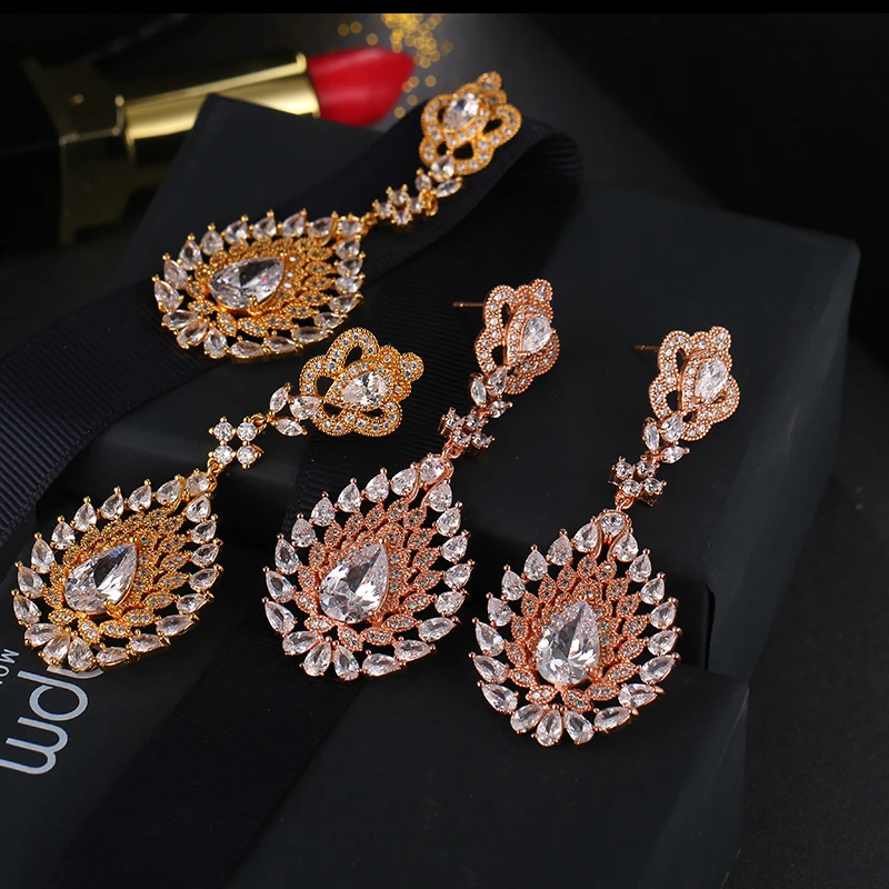 Женские длинные серьги подвески розовое золото|dangle earrings|long earringslong earrings for women |