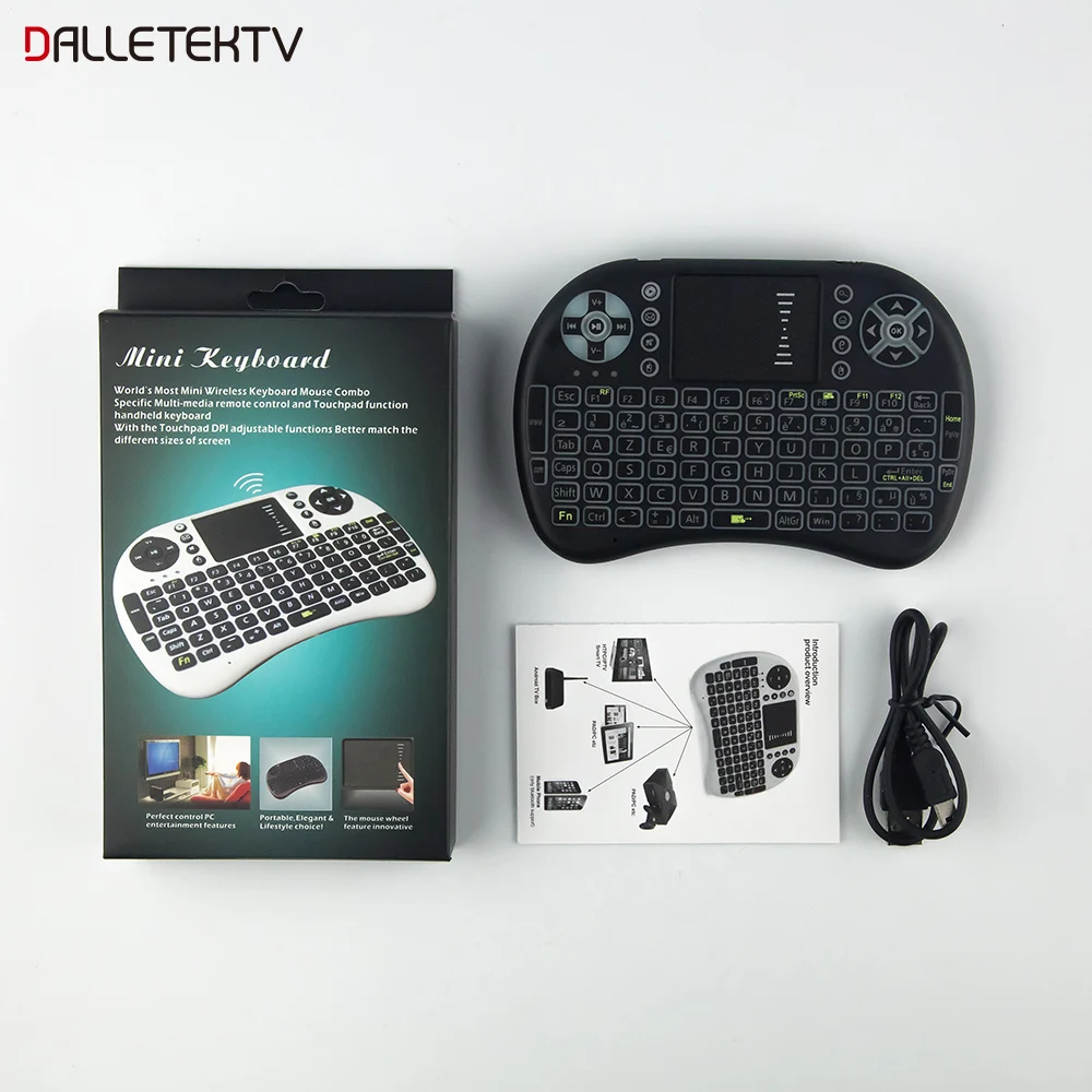Dalletek ТВ I8 Беспроводной Клавиатура 2 4 ГГц подсветкой Французский Франция