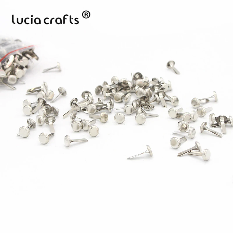 Lucia crafts 100 шт 6*13 мм Серебряные железные круглые штифтики для скрапбукинга, украшение крепежа Brads DIY металлические материалы для рукоделия G0933