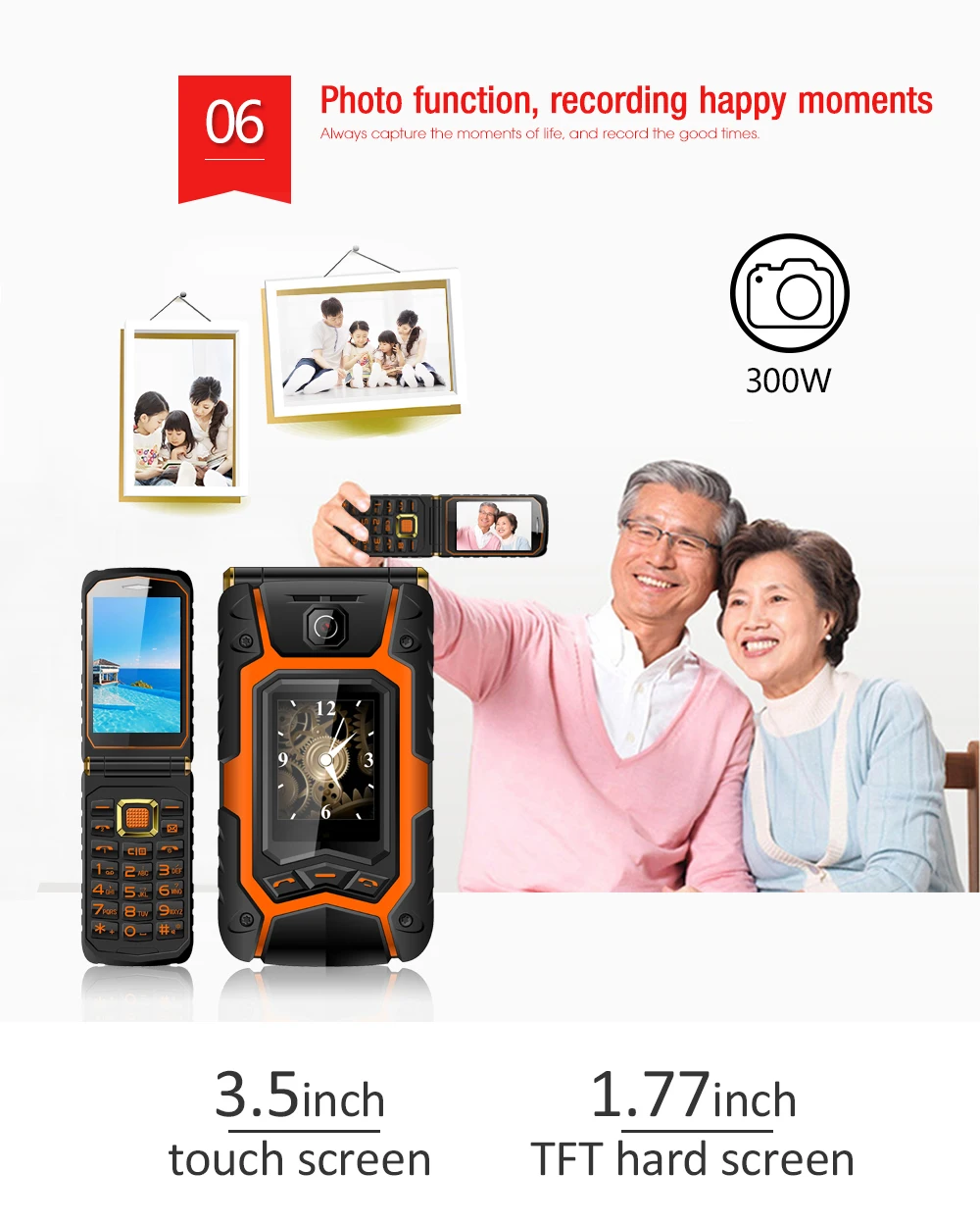 Cectdigi X9 двойной сенсорный экран Flip старший кнопочный мобильный телефон почерк