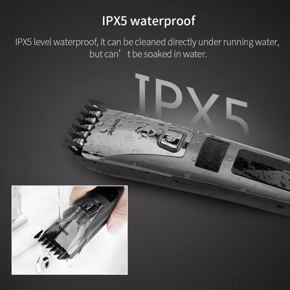 Riwa перезаряжаемый Электрический IPX5 Водонепроницаемый ЖК-дисплей триммер для волос Машинка Для Стрижки Набор для стрижки головы машинка для стрижки волос Сменное лезвие