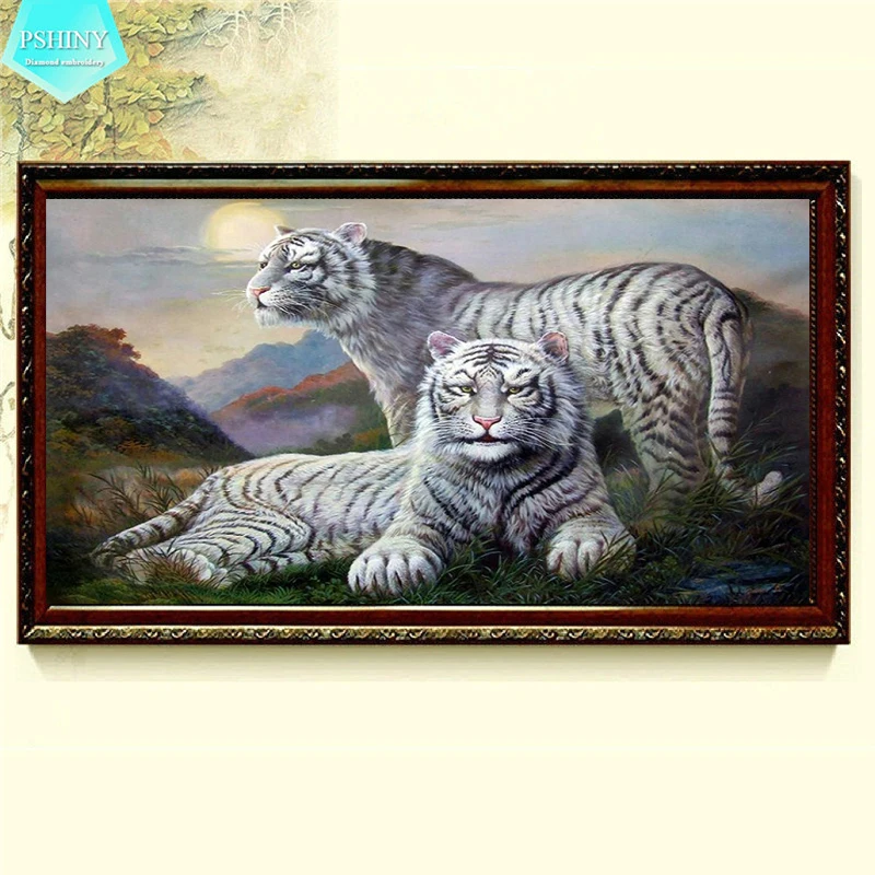 PSHINY 5D DIY Алмазная вышивка продажа тигр животные картины полный круглый стразы