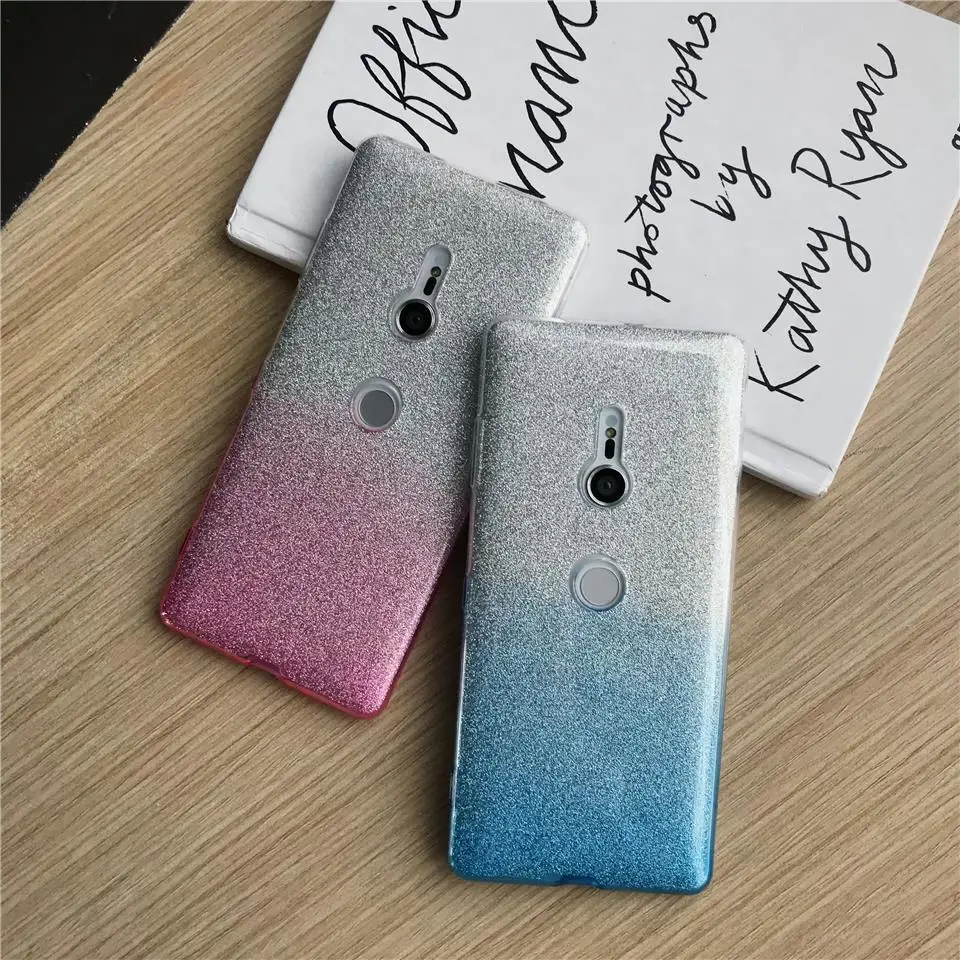 Glitter Gradient Silicone Case For Sony XZ3 XZ XZ1 XZ2 XZ4 Compact Z5 Cover Soft Xperia X XA XA1 XA2 XA3 Ultra |