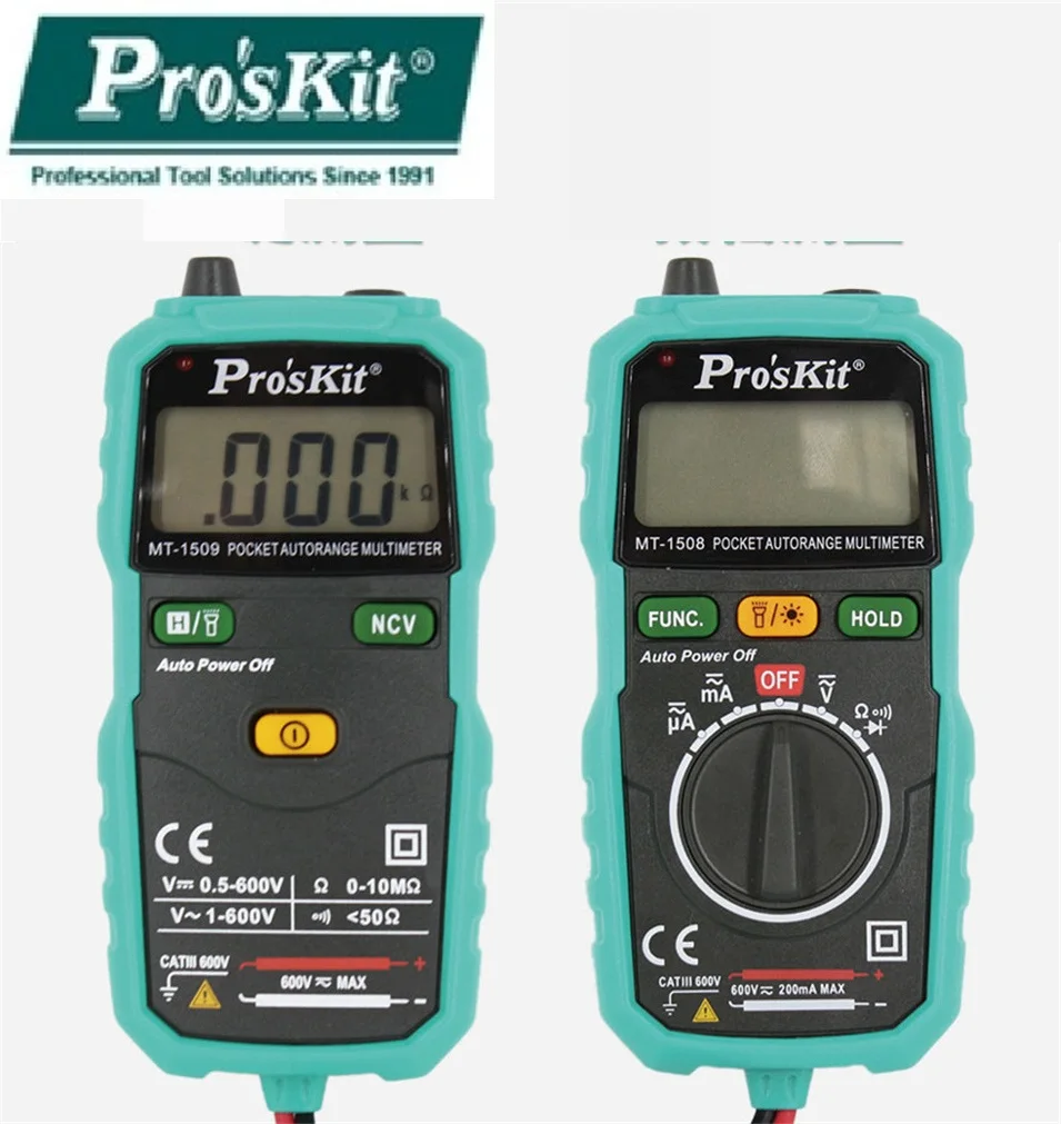 

New Taiwan Pro 'skit MT-1508 MT-1509 Smart Pocket Type Automatic Range Digital Multimeter Anti-burn High Precision Multimeter