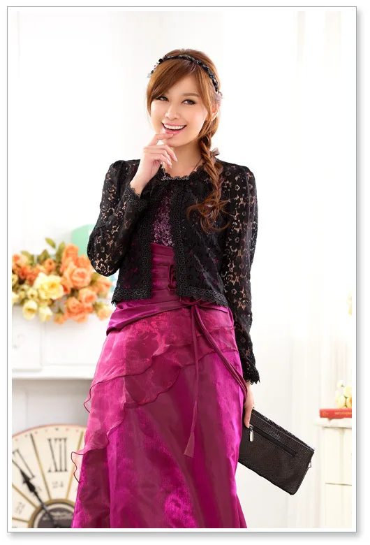 2018 new European style women lace shawl Wild wedding Fashion Long cardigan Elegant jackets | Женская одежда