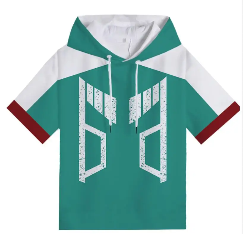 

New hot anime My Hero Academia Izuku Katsuki Bakugo Cosplay costume hoodie Kyoka Jiro short sleeve hooded