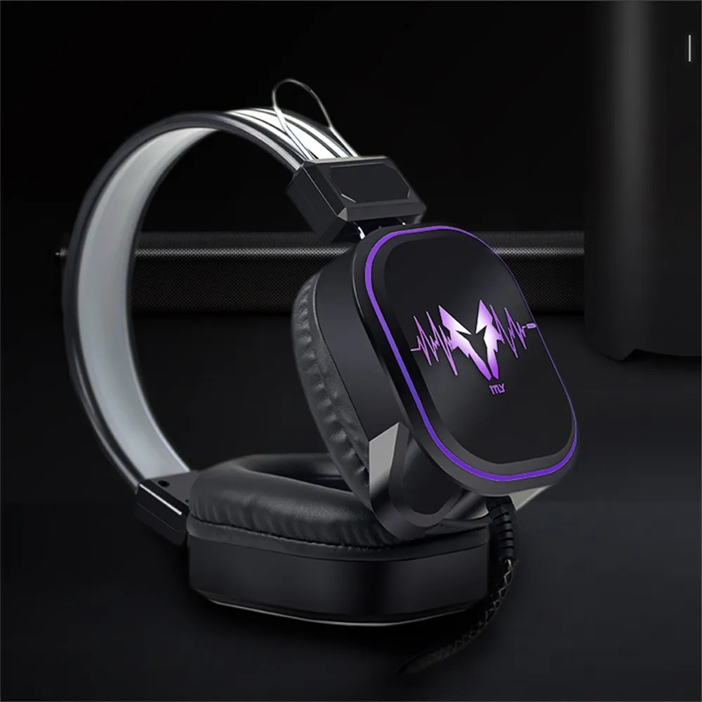 DS-100 USB Проводные Игровые наушники светодиодный RGB освещение над ушами геймер гарнитура с микрофоном для ПК ноутбука Xbox One PS4 игры#25