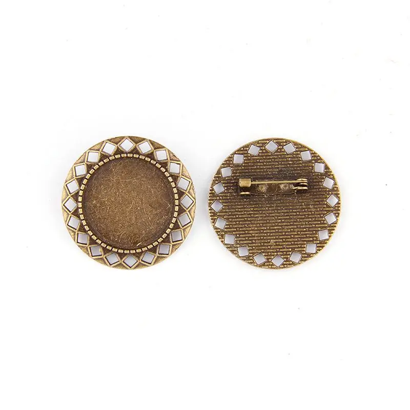 Набор круглых бронзовых подвесок в античном стиле Размером 25 мм с кабошоном