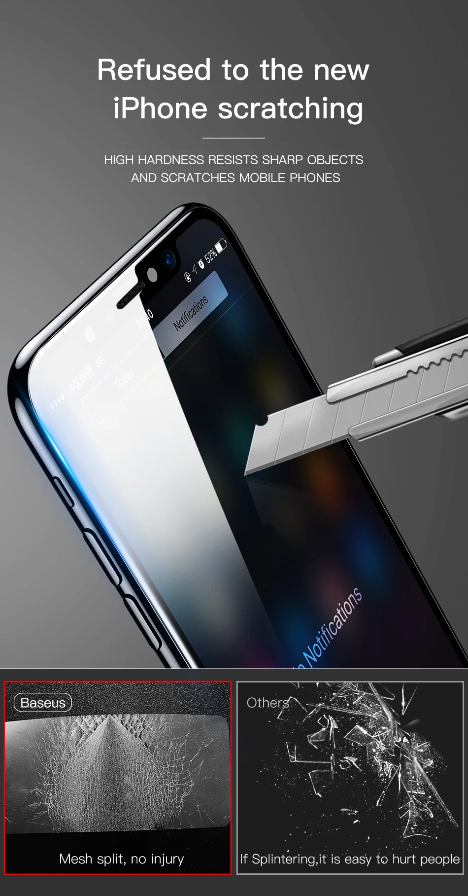 Защитное стекло Baseus для передней и задней панели iPhone Xs Max XR, закаленное стекло для iPhone Max, защитное стекло, задняя пленка