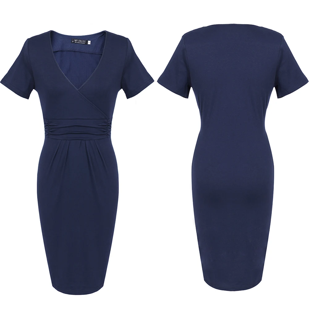 FEIBUSHI летнее платье женские большие размеры топ с коротким рукавом и v-образным