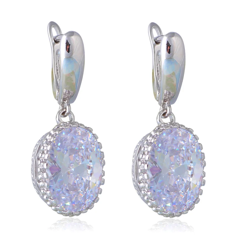 Npbby Циркон Модные Ювелирные наборы для женщин серебро штампованный Белый CZ