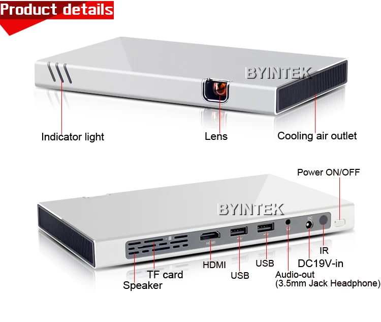 BYINTEK Новый Мини Портативный Домашний Кинотеатр HD 1080 P Видео Фильм ПРИВЕЛО DLP Wifi HDMI