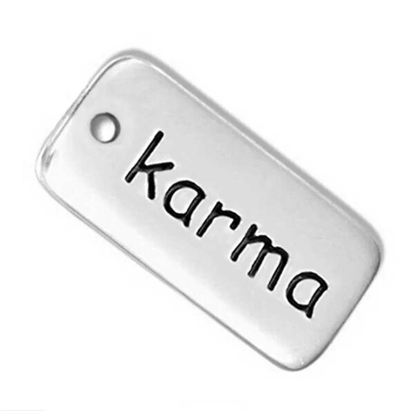 Изготовленные на заказ металлические бирки Карма сообщение очарование ручная