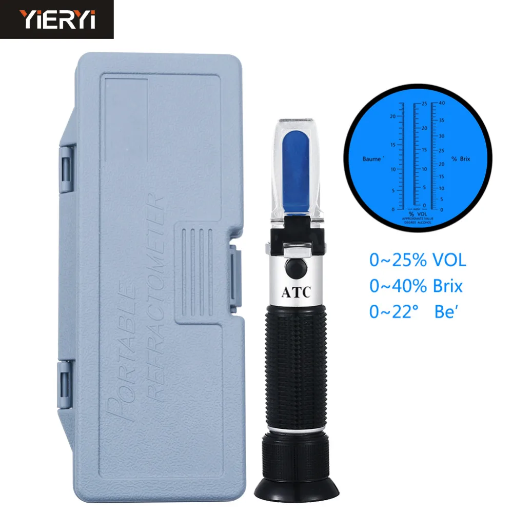 Новый портативный ручной рефрактометр 3 в 1 для винограда и спирта (шкала Brix Боме