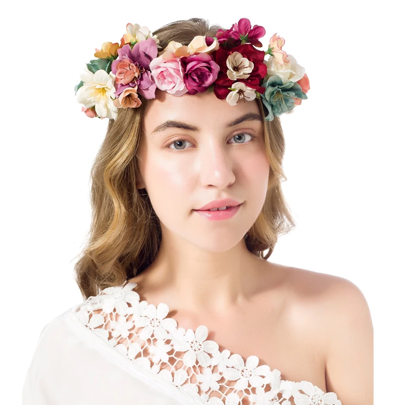 

Handmade Flower Wreath Bridal Headband headdress hair ornament Kid children Flower Crown hair accessories adjustable garlands