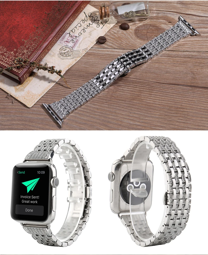 Шикарный ремешок для Apple watch, ремешок из нержавеющей стали, ремешок iWatch, 38 мм, 40 мм, 42 мм, 44 мм, бриллиантовый браслет, Apple watch 4, 3, 2, 1