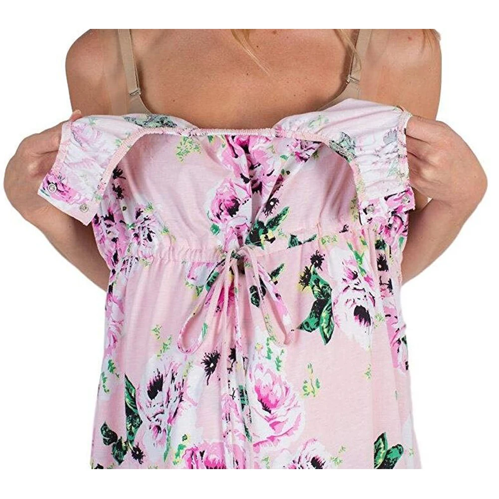 Pregnant Floral Sleep dress Woman Lounge Nightdress Milk Fiber Underwear Pajama Sleepwear Sleeveless