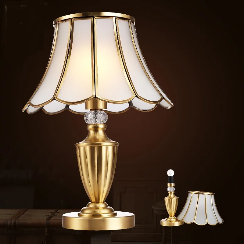 copper style living room lamp bedroom bedside manual brass simple European American Pastoral ZL306 | Лампы и освещение