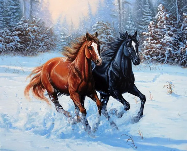 Набор для вышивки крестом бега животных Снежная лошадка 14 карат|cross stitch set|cross set