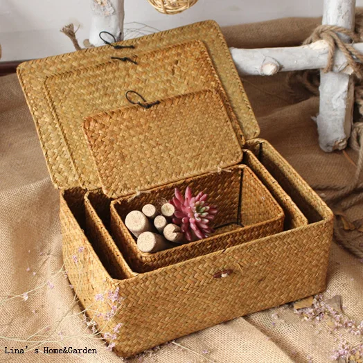 

nested 3 pieces handmade natural seagrass trunk