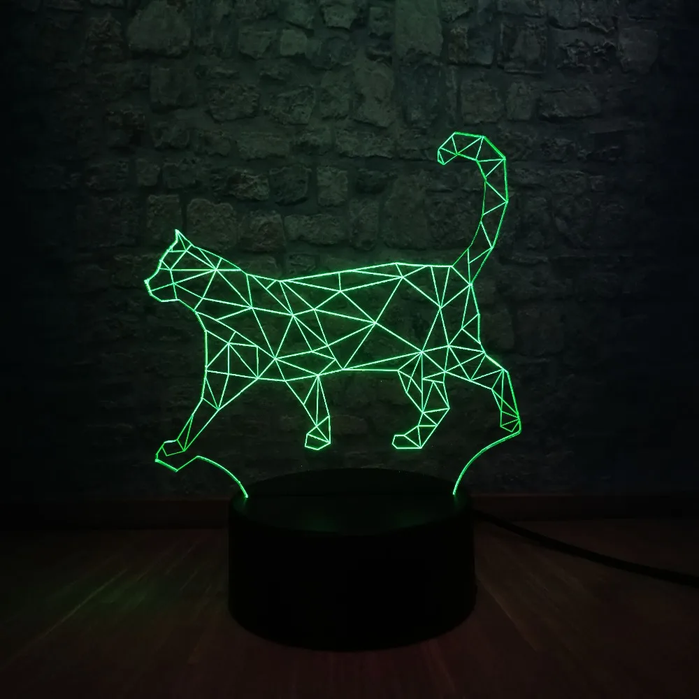 3D животное ленивый кот ходьба кошка Многоцветный Светодиодный Ночник светильник