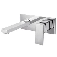 LANGYO Free Shipping Into the Wall Washbasin Water Tap Three Piece Set Flush Faucet Bathroom Cabinet Basin Mixer BR-320
