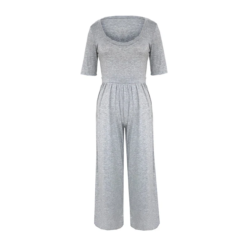 

Summer Jumpsuit Women Short Sleeve Solid Rompers Womens Jumpsuit Casual Slim Fit Overalls For Women SJ3108R