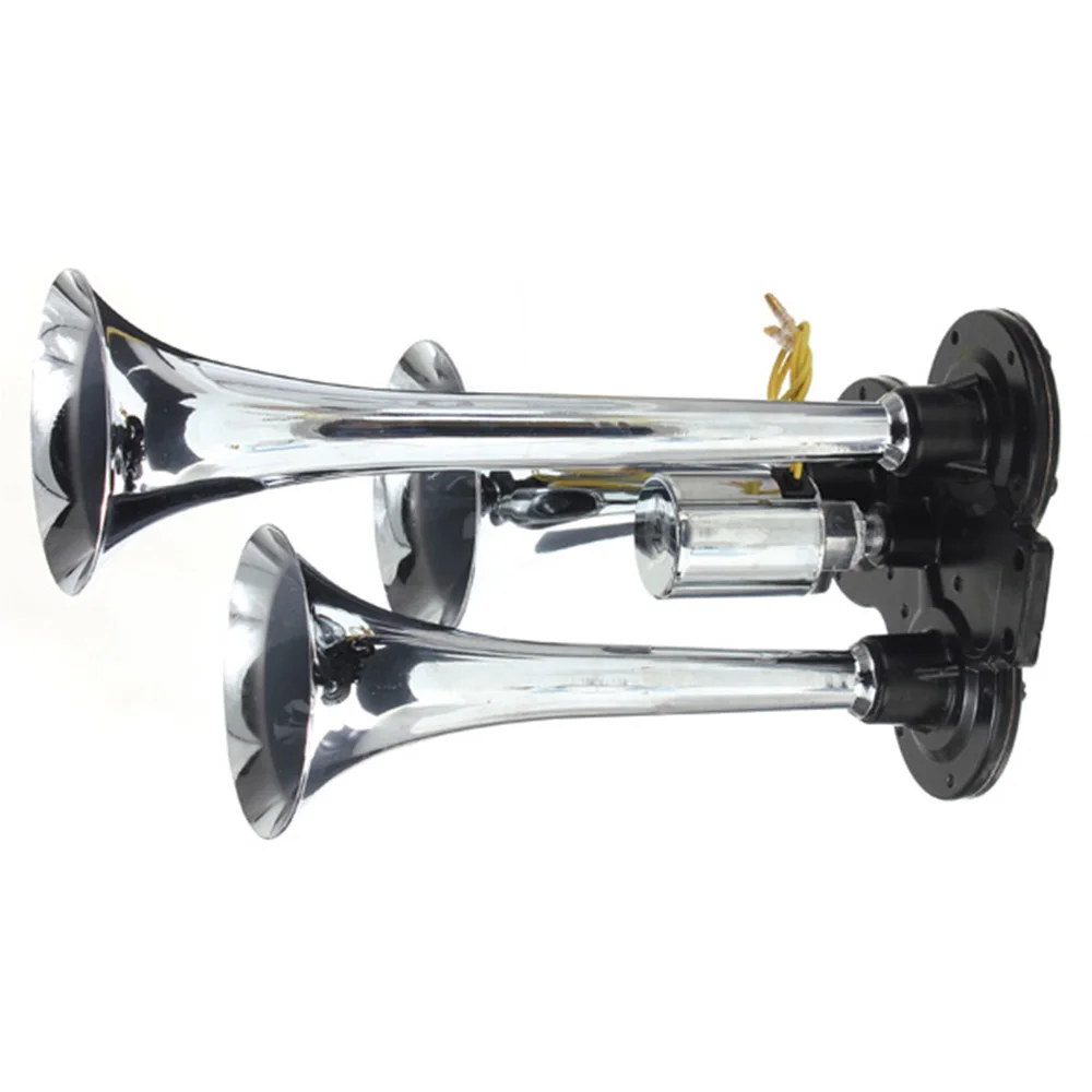 

12V / 24V 110-135dB Super Loud Triple Trumpet Train Air Horn with 4-6 KPa Suitable for Boats / Trains / Cars / Vehicles