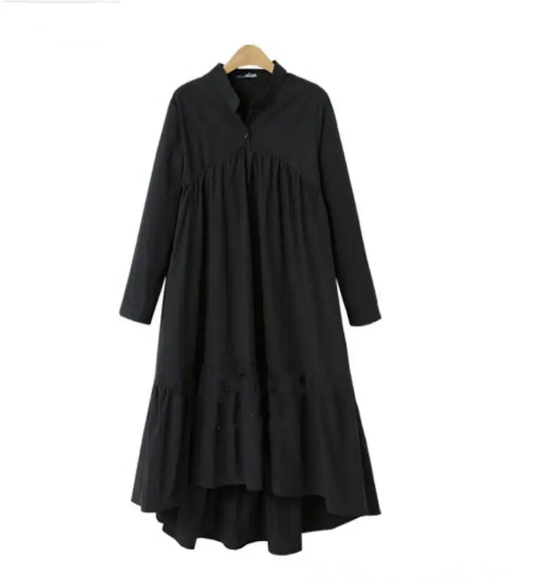 Женское свободное платье макси с длинным рукавом и оборками|ruffle dress|black womanlarge sizes |