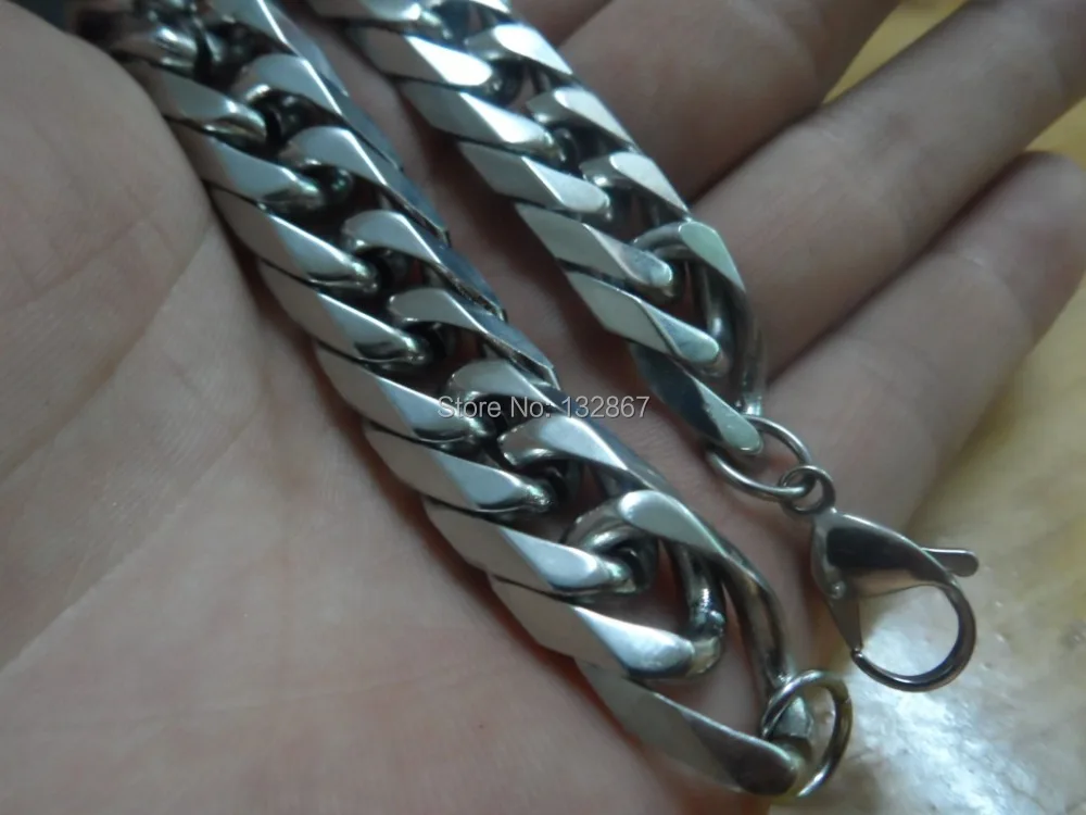 Крупное мужское колье из полированной нержавеющей стали 22-40 дюймов шириной 15 мм