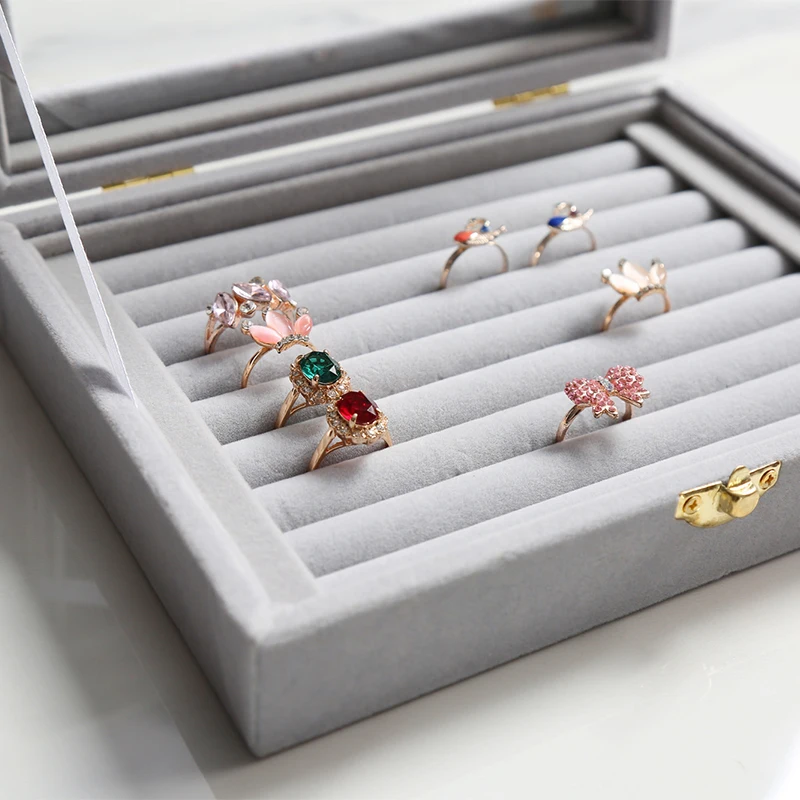 Новые бархатные женские настольные ювелирные изделия Дисплей Коробка для