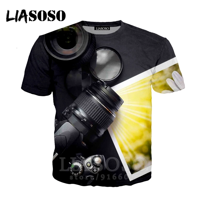 Футболка с 3D принтом для мужчин и женщин футболки объективом камеры уличная