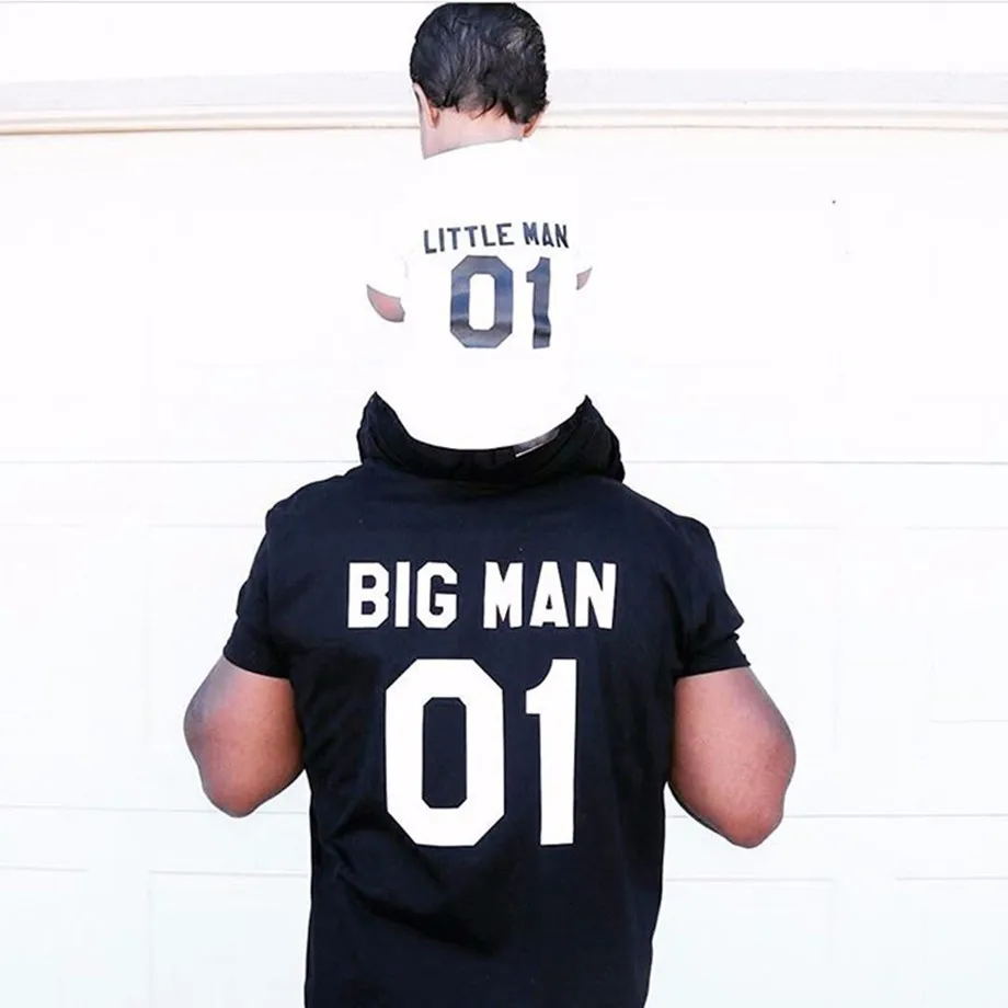 Футболка для всей семьи с надписью «Big Man Little Man» г. Одинаковые комплекты для семьи одежда с короткими рукавами для папы и сына Семейные комплекты