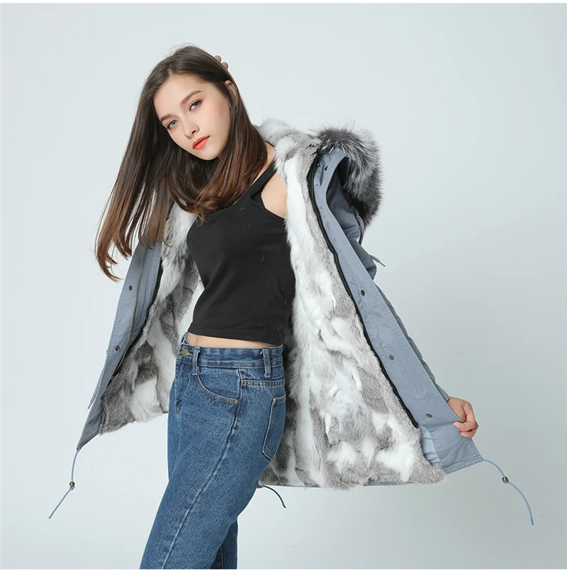 OFTBUY камуфляжная Длинная зимняя куртка женская парка воротник из натурального меха енота с капюшоном шуба из натурального кролика Толстая теплая парка