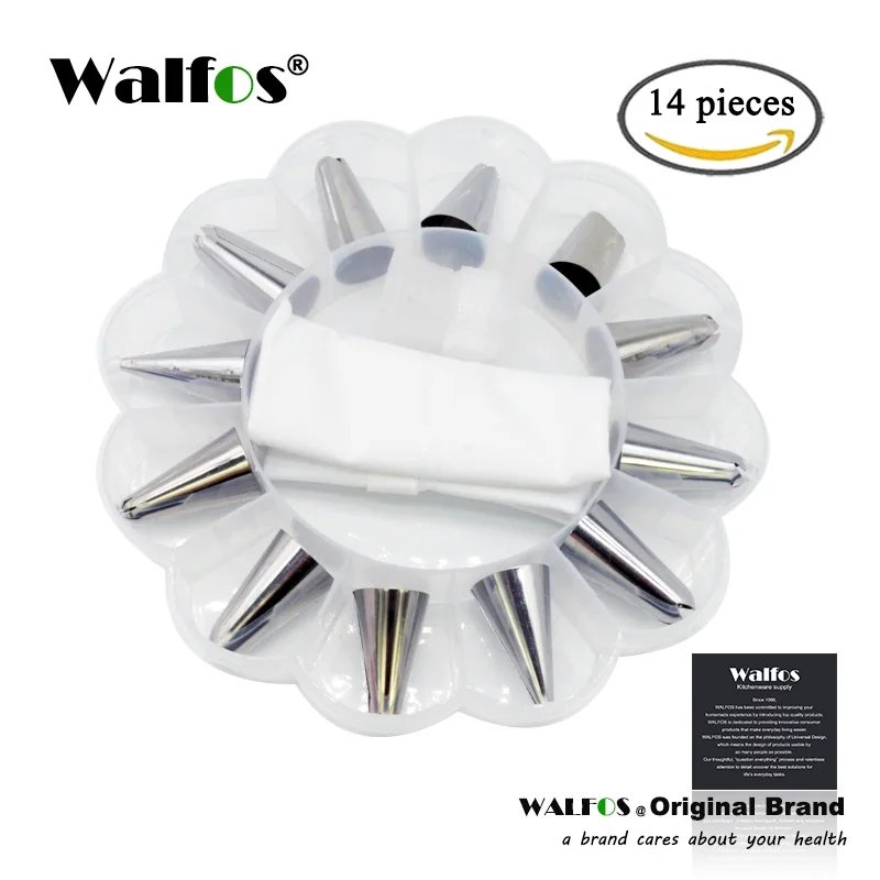 Белый WALFOS 14Pcs/Set Russian Icing Piping Tips Silicone Icing Piping Cream Pastry Bag Stainless Steel Nozzle Set DIY Cake Decorating - Цвет: Белый