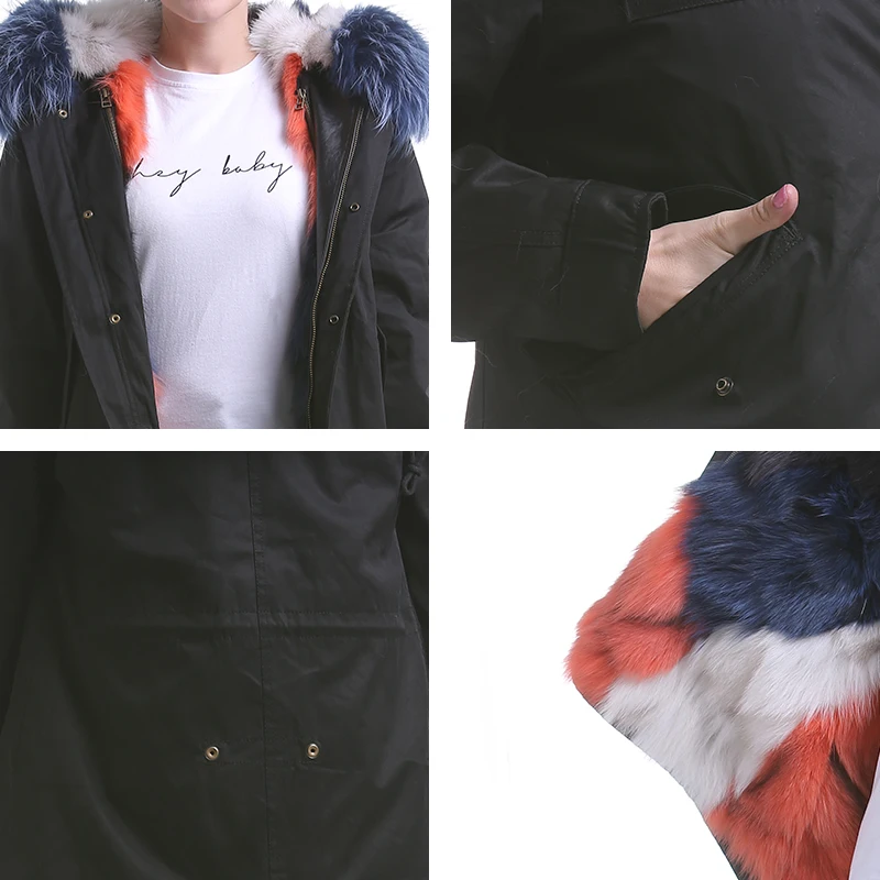 Sarsallya Женская риса из меха енота куртка с капюшоном парки верхняя одежда длинные