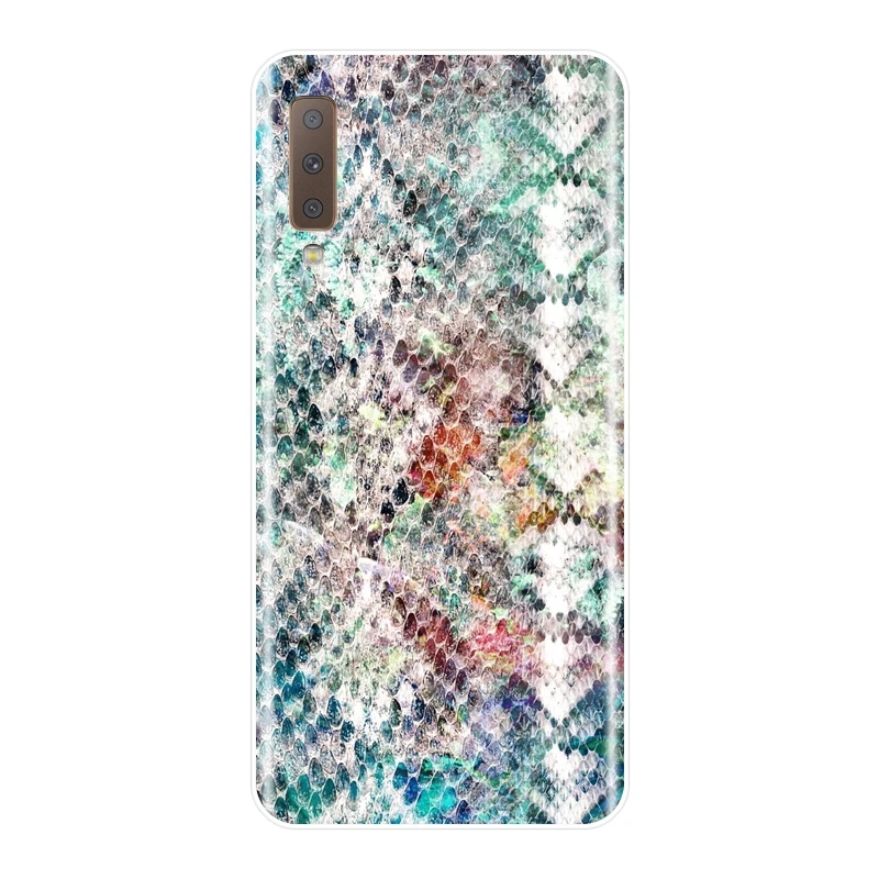 Чехол для телефона Samsung Galaxy A6 A8 Plus 2018 змеиная кожа Мягкая силиконовая задняя