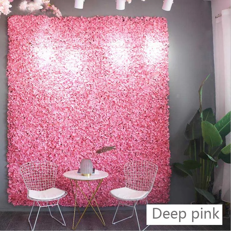 Темно-розовый 40x60 см искусственное панно Цветы свадебное украшение фон шампанское Шелковые Розы Искусственные цветы Гортензия стена фон - Цвет: Темно-розовый