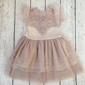 2016 Эксклюзивное платье для маленьких девочек Летнее бальное платье из хлопка с кружевами и пышными рукавами для девочек праздвечерние чное платье принцессы из фатина для танцев