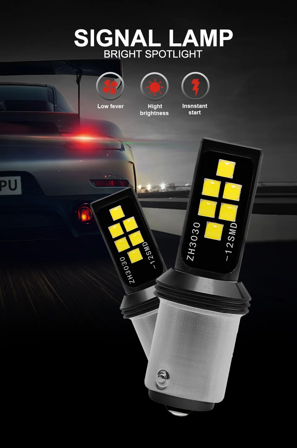 ANMINGPU 2x Signal Lamp P21/5W 1157 Led Bulb 3030SMD Bay15d Led 1156 BA15S P21W LED BAU15S PY21W Canbus Car LED Light 12V R5W