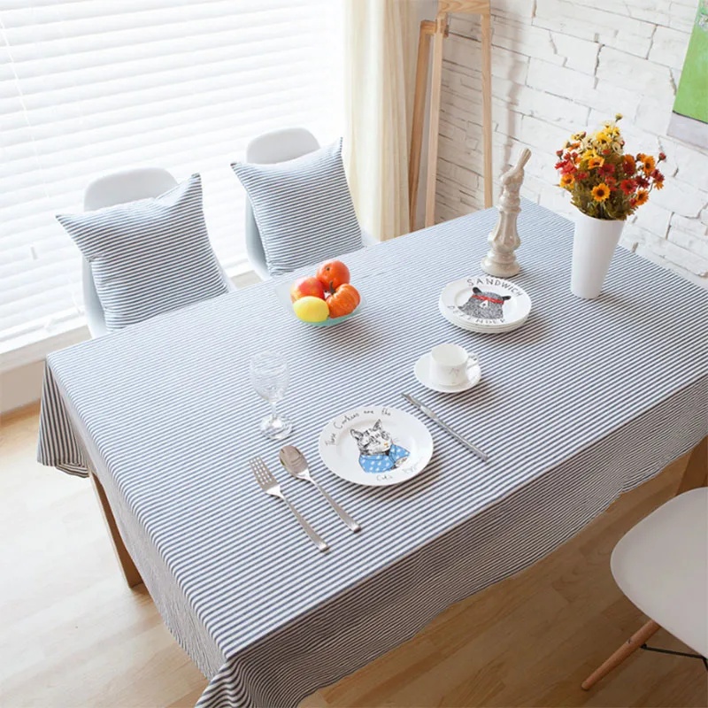 Модная простая льняная скатерть пылезащитная прямоугольная полосатая в