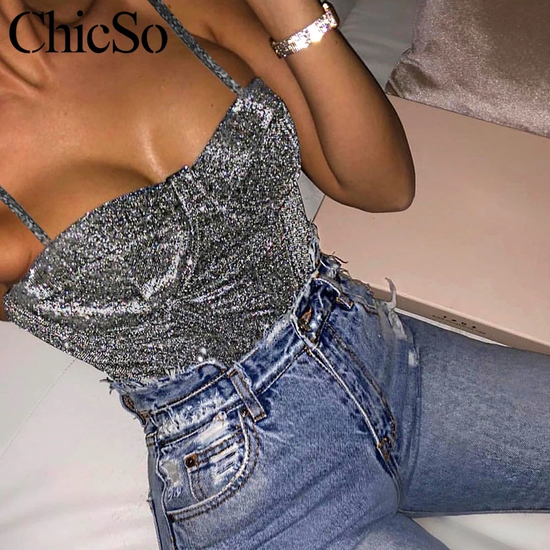 MissyChilli люрекс черный женский боди Топ сексуальный ремешок вечерние тонкий летний